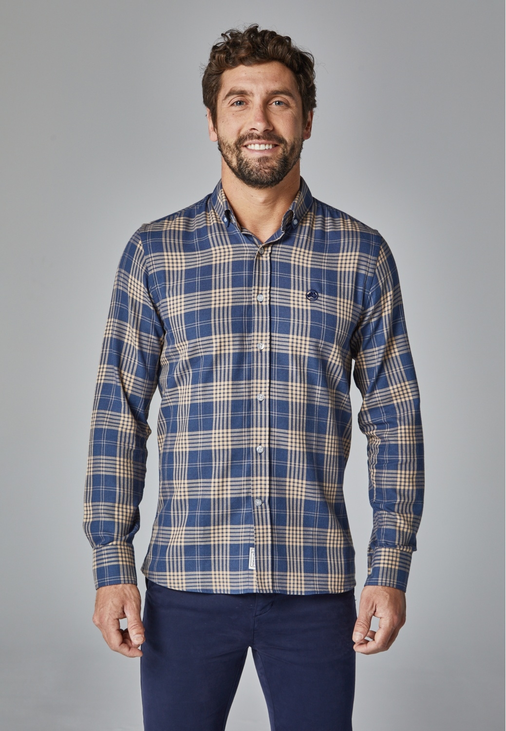 PLAID SHIRT IN BLUE AND BEIGE