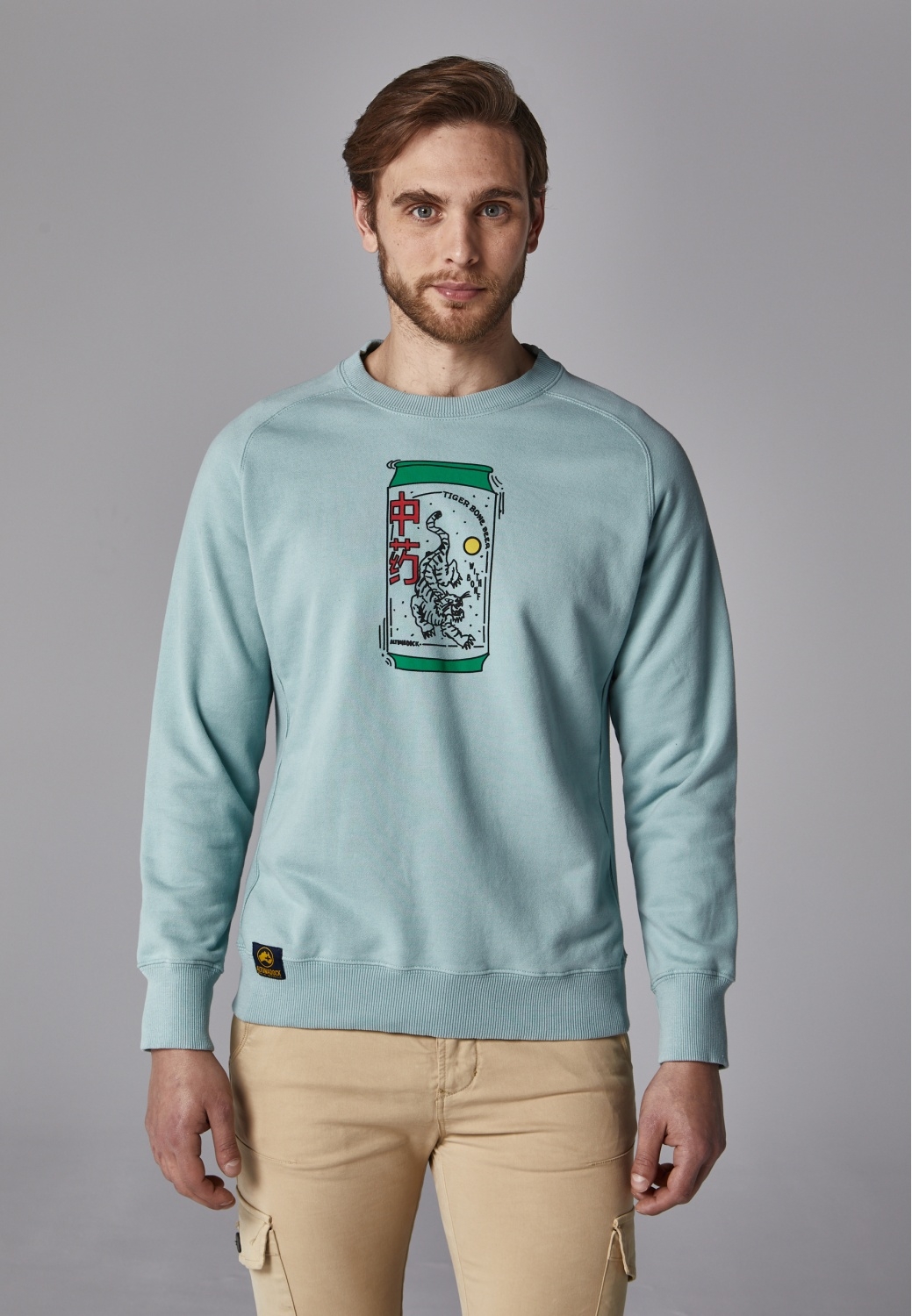 BLUE SWEATSHIRT WITH CAN PRINT