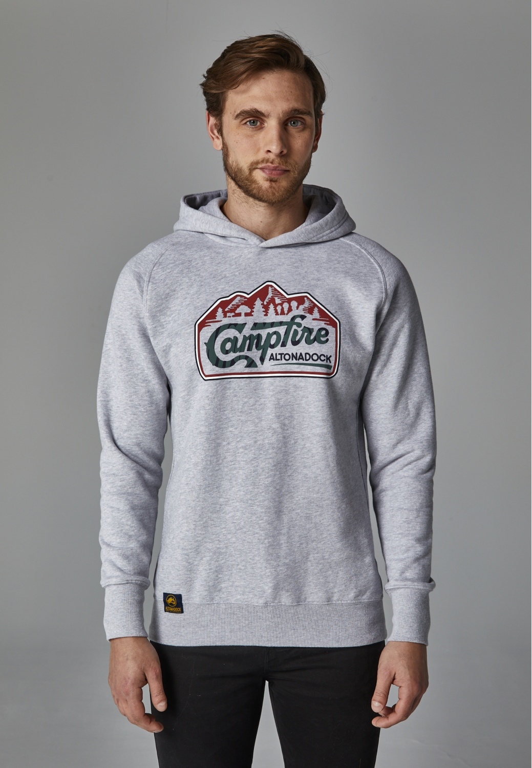 GREY HOODIE WITH CAMPFIRE...