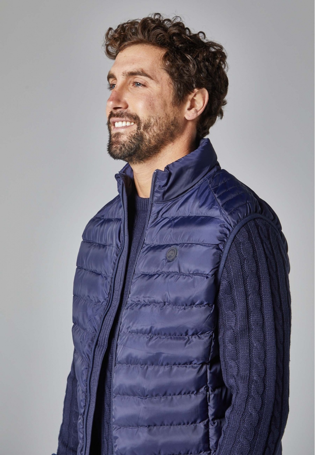 QUILTED VEST WITH THERMOLITE® PADDING IN BLUE AND BLUE Altonadock